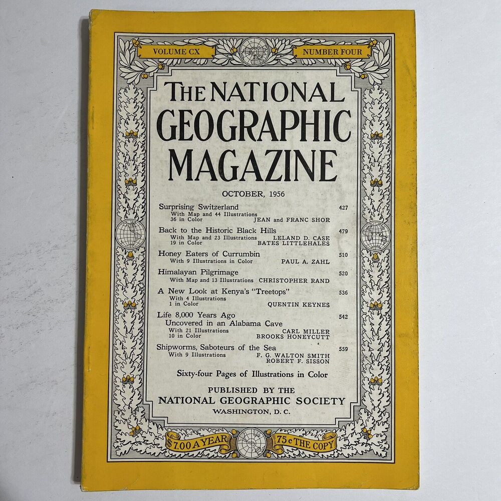 Vintage National Geographic Oct 1956 Switzerland Black Hills Currumbin Himalayas